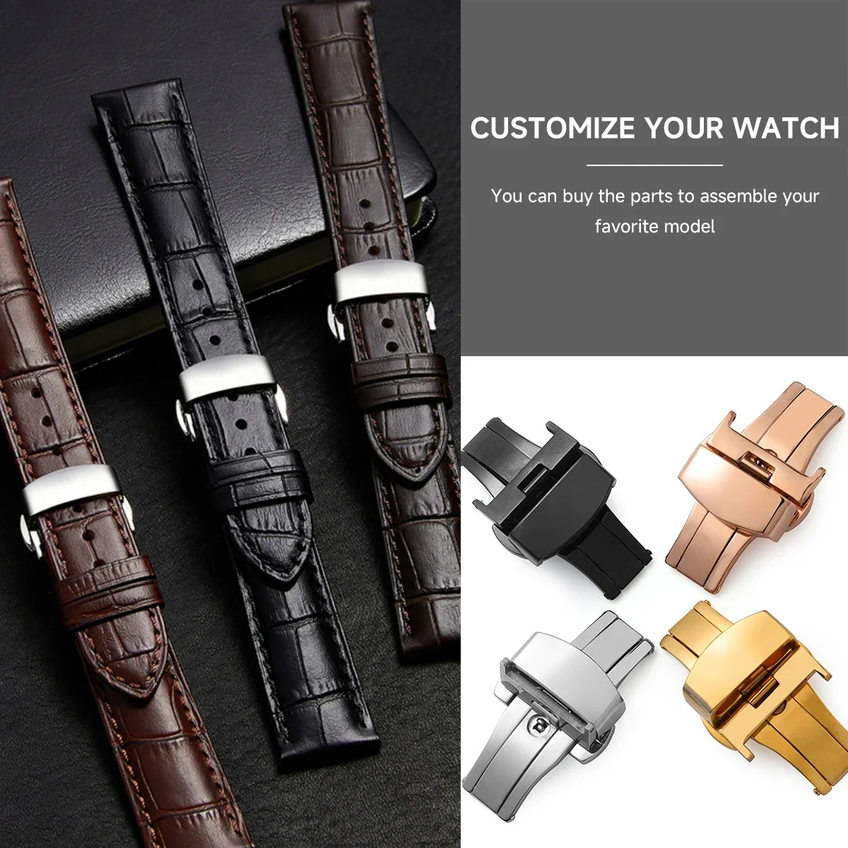 Sleek Stainless Steel Butterfly Deployment Buckle