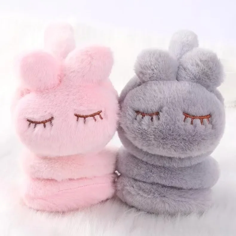 Winter Cute Closed Eyes Rabbit Earmuffs Girl Korean Version Cute Ear muffs Student Warm Ear Cover Parent-child Protection