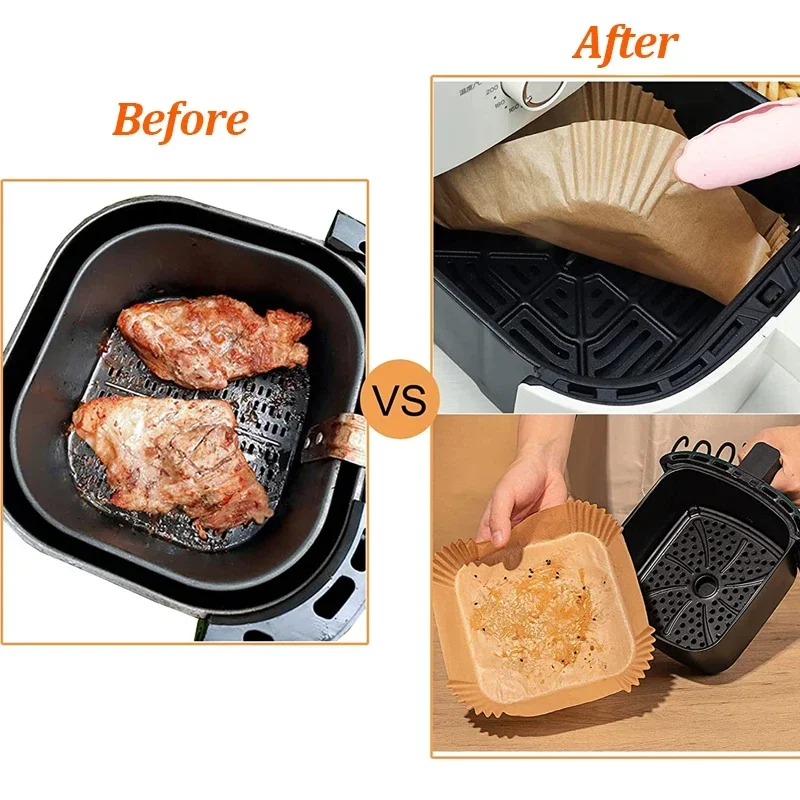Air Fryer Paper Liners 16/20cm Air Fryer Disposable Paper Liners Parchment Paper Liner Non-Stick Air Fryer Pads AirFryer Oil Resistant Baking Tools air fryer paper,disposable air fryer liners,air fryer accessories,air fryer liners,parchment baking paper