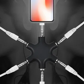 6 в 1 3,5 мм аудио Aux кабель сплиттер 1 штекер на 5 гнездовых разъемов для наушников 3,5 разъем адаптер для планшета MP3 MP4 Φ