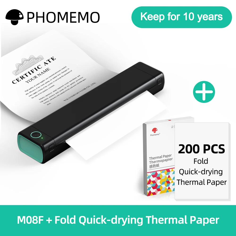 Phomemo M08F A4 Imprimante Portable Thermique - Prise en Charge de