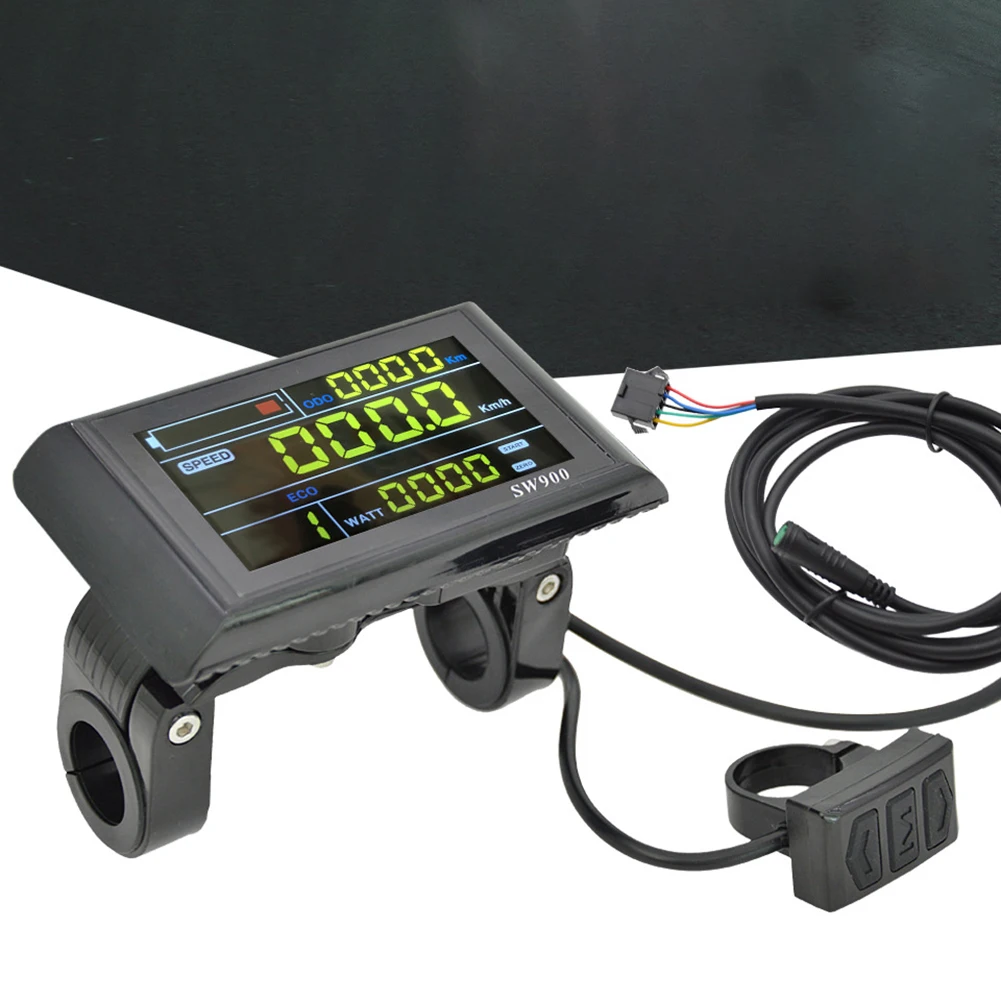 Display LCD SW900 Per Bici Elettrica – 36V/48V/60V Universale, Connettore 6Pin Impermeabile, Multifunzione Con PAS E Sensori