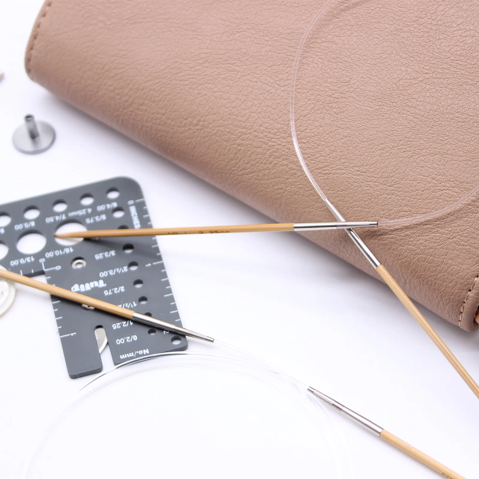 Tulip 튤립 9.5cm TCC-14 파인 게이지 대나무 교체형 뜨개질 바늘 세트 튤립 탈착식 원형 뜨개질 스포크 키트 2.0-3.0mm
