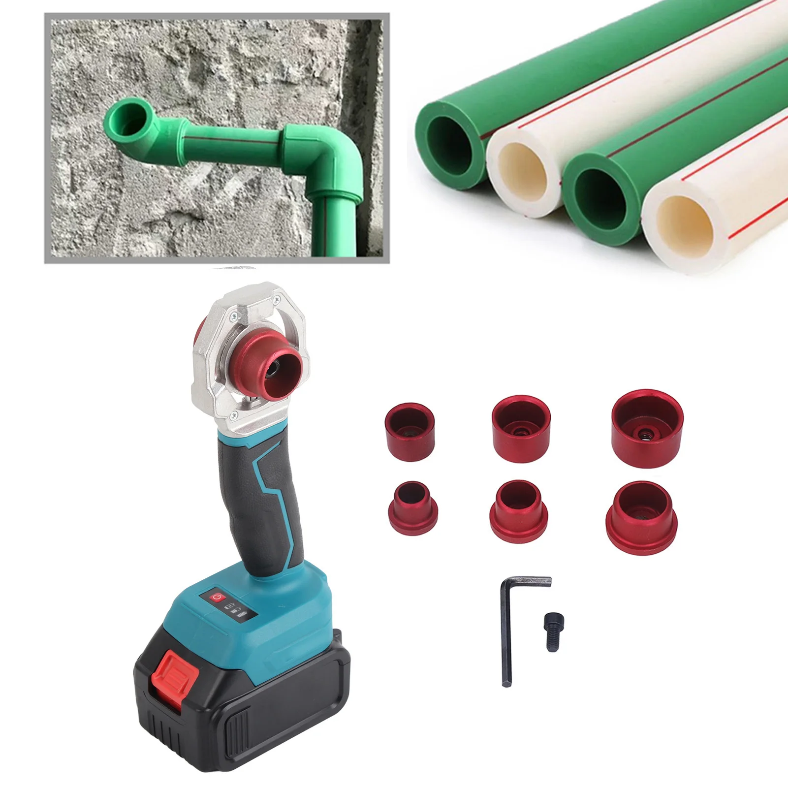 Pipe Melter Water Pipe Melting Device Cordless Rechargeable Hose Welding Tool 120W 340℃ for Connection Pipe Welding Machine 5