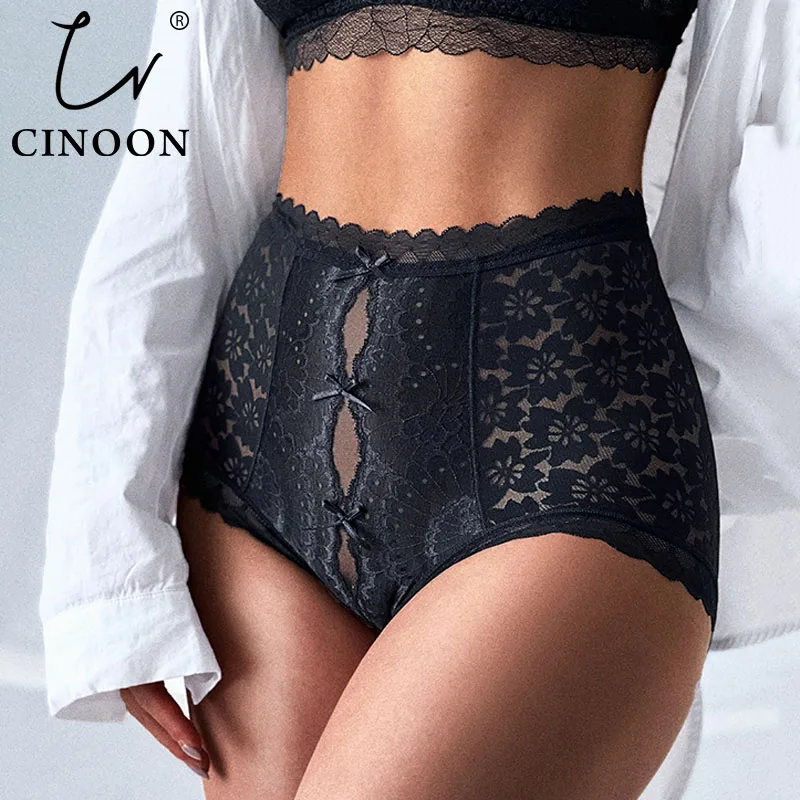 Lace High Waist Briefs - Black - Ladies