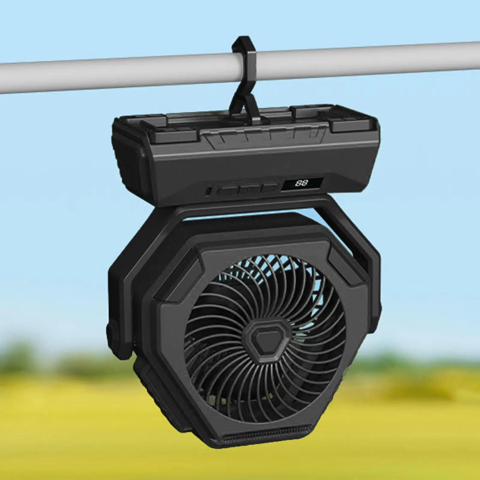 Battery Operated Fan, Portable Rechargeable Desk/Camping Fan with LED Light and Hook, Outdoor Fan for Tent Car Trip Battery Operated Fan, Portable Rechargeable Desk/Camping Fan with LED Light and Hook, Outdoor Fan for Tent Car Trip