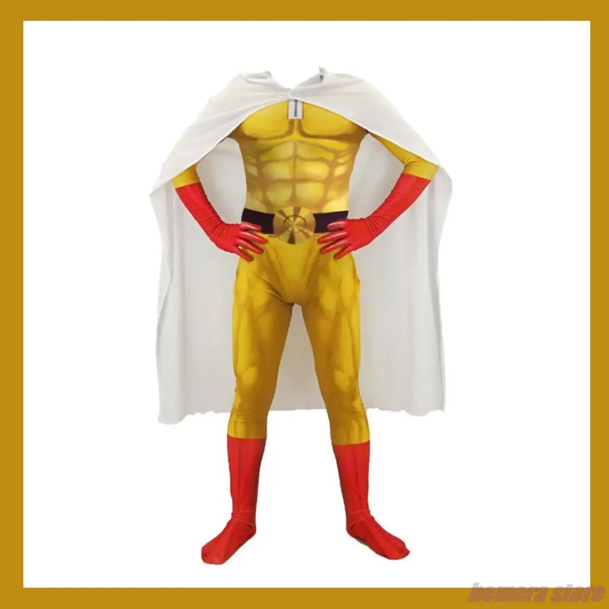 

Anime ONE PUNCH-MAN Saitama Cosplay Costume Kids Yellow Jumpsuits Cloak Combat Uniform Adult Children Kawaii Halloween Suit