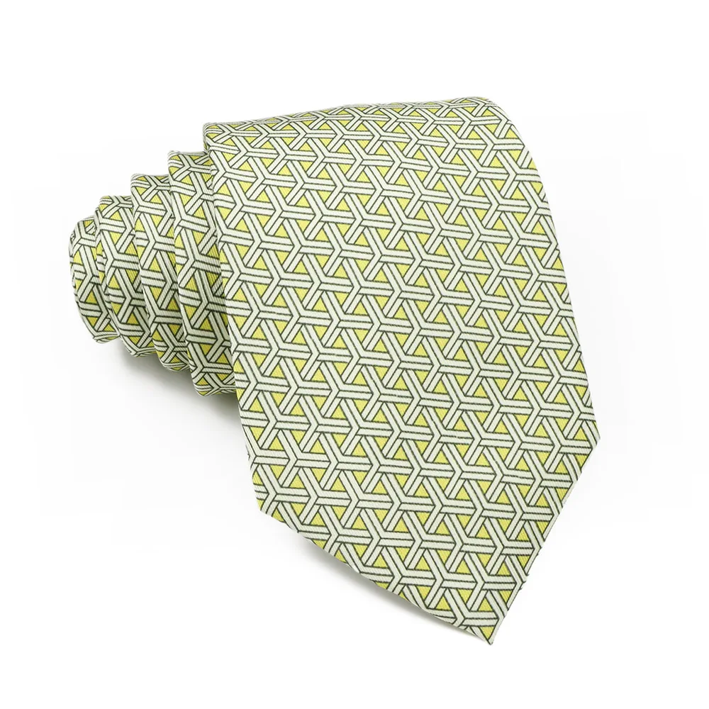 Soft Men's Imitation Silk 52 Colorful 8cm Lines Geometric Patterns Leisure Tie Business Party Gentleman Necktie Accessories Gift