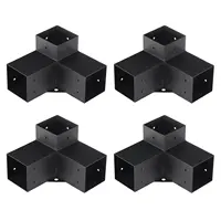 Pergola Bracket Kit 4''x4'', 4pcs 3-Way Heavy Duty Corner Bracket Woodworks DIY Post Base Kit, Easy Installation Wooden Be 1