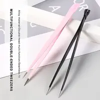 Silicone Nail Art Tweezers With Pressing Head Double Ended Nail Stickers Rhinestones Pick Up Clip Makeup Eyelash Extension Tools 2
