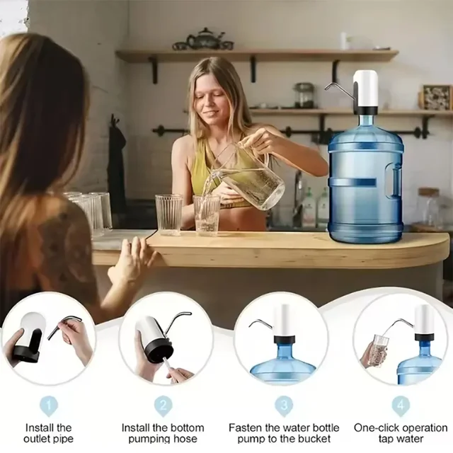 1PC-Bottom Loading Water Pump with Mini Kettle Design, 2-5 Gallon Portable Dispenser for Home/Camping 3