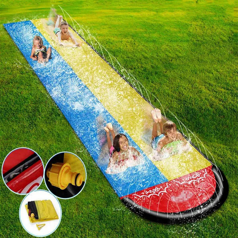 Inflatable Lawn Water Spray Slide Summer Swimming Pool Waterskiing Splash Toys Children Outdoor Backyard Water Toys Waterslide