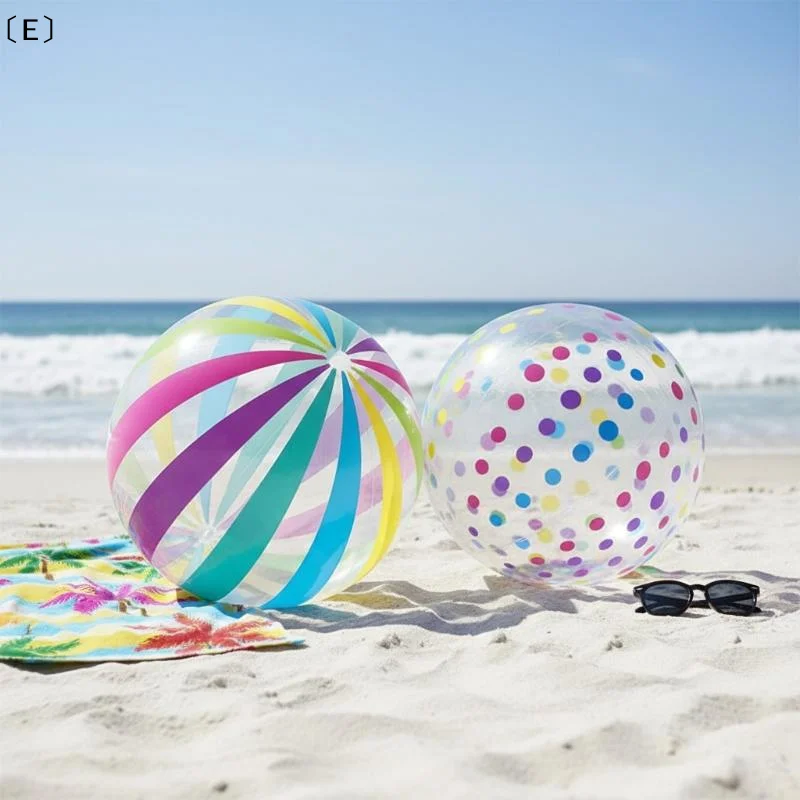 Colorful Inflatable PVC Ball with Dots and Stripes - Fun Toy for Kids' Pool Parties and Indoor/Outdoor Games