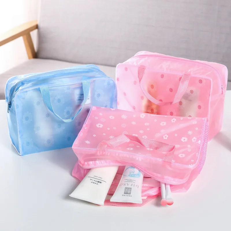 Trousse de toilette de voyage portable pour hommes et femmes, grande capacité, sac de rangement cosmétique en plastique transparent