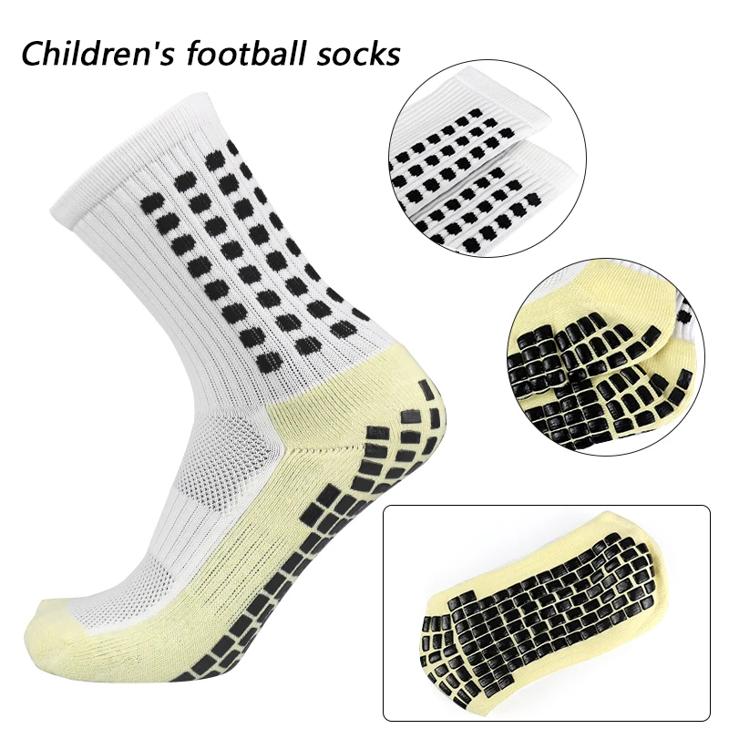 3 Pairs Kids Non-Slip Grip Soccer Socks – Breathable Football Sports Socks with Silicone Grip (EU Size 34-39) 2