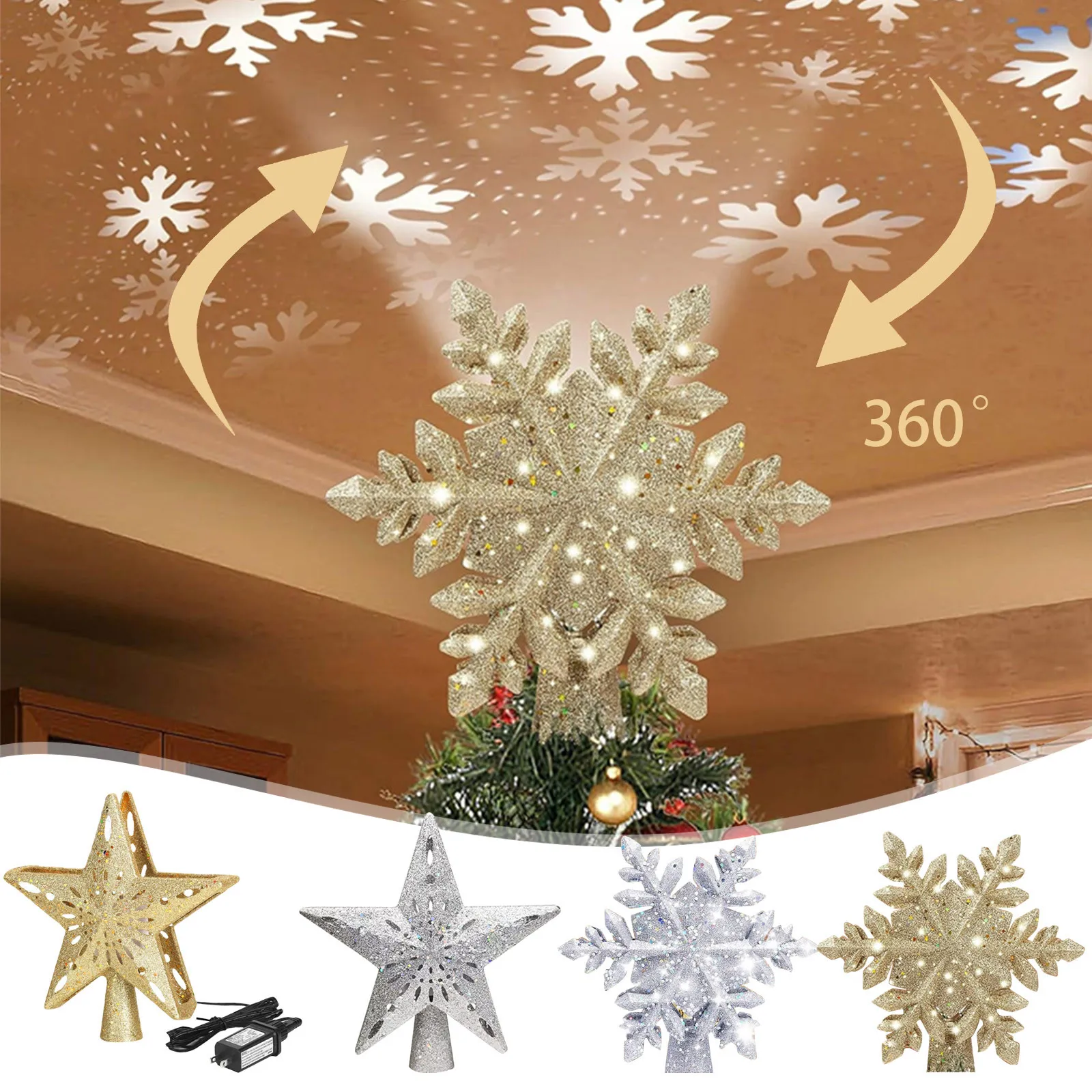 Christmas Tree Topper 3d Snowflake Projection Lighted Tree Topper Christmas Decorations 9 In Snowflake Xmas Ornaments christmas tree decoration christmas star decoration christmas lamp decoration