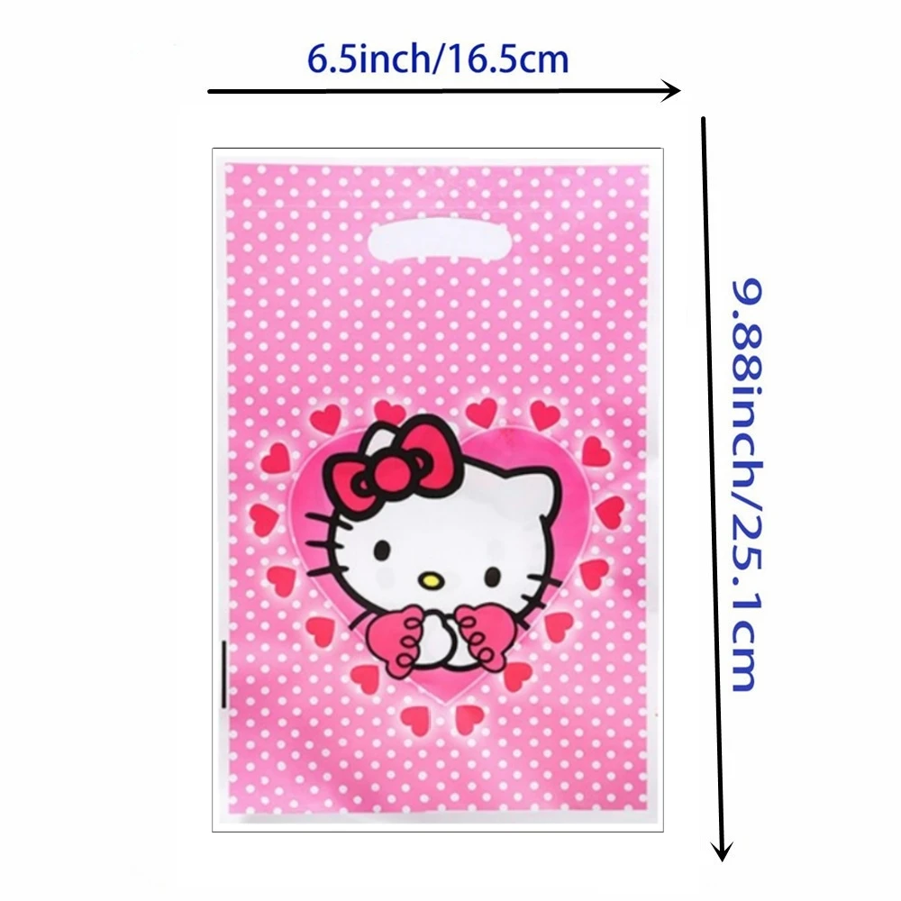 thumbnail image 1 of Bolsa de regalo para fiesta de cumpleaños de Hello Kitty, bolsas de plástico rosa con diseño de Hello Kitty, para dulces, suministros y decoraciones para fiestas de cumpleaños de niñas y niños, 1 of 5