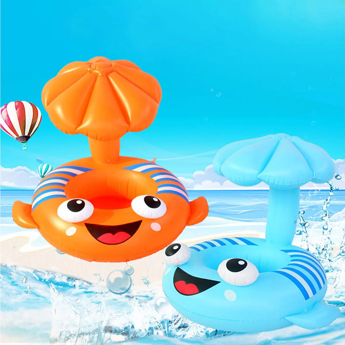 Kids Anti-Drowning Cartoon Small Fish Swim Ring Inflatable Floating Ring Pool Accessories Sunshade Baby Mother Swim Trainer Toy чехол на samsung galaxy a22 duck swim ring