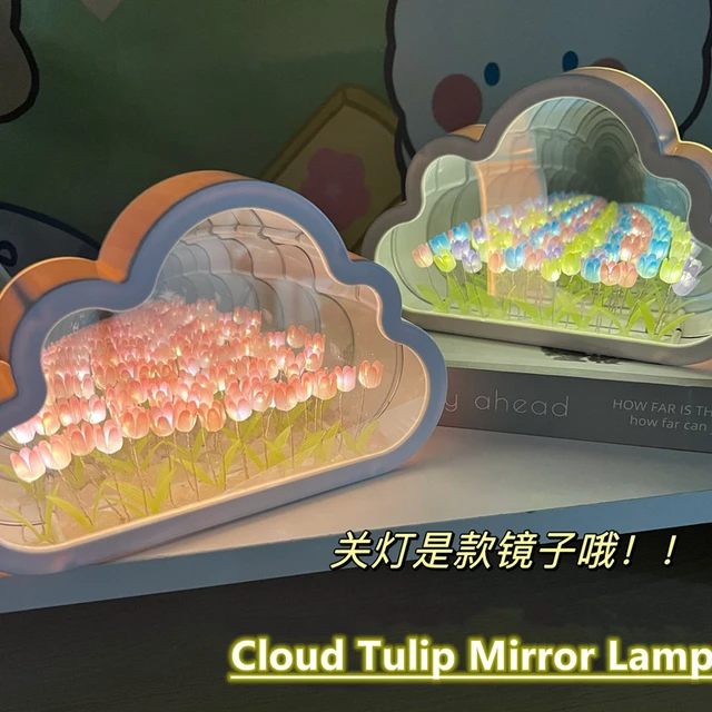 Lampe tulipe miroir nuage à faire soi-même, veilleuse pour chambre à  coucher, décoration pour votre maman, petite amie, sœur (violet) :  : Luminaires et Éclairage