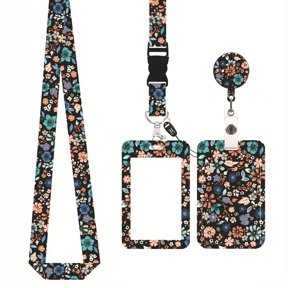 Leopard Print Floral Neck Strap Lanyard