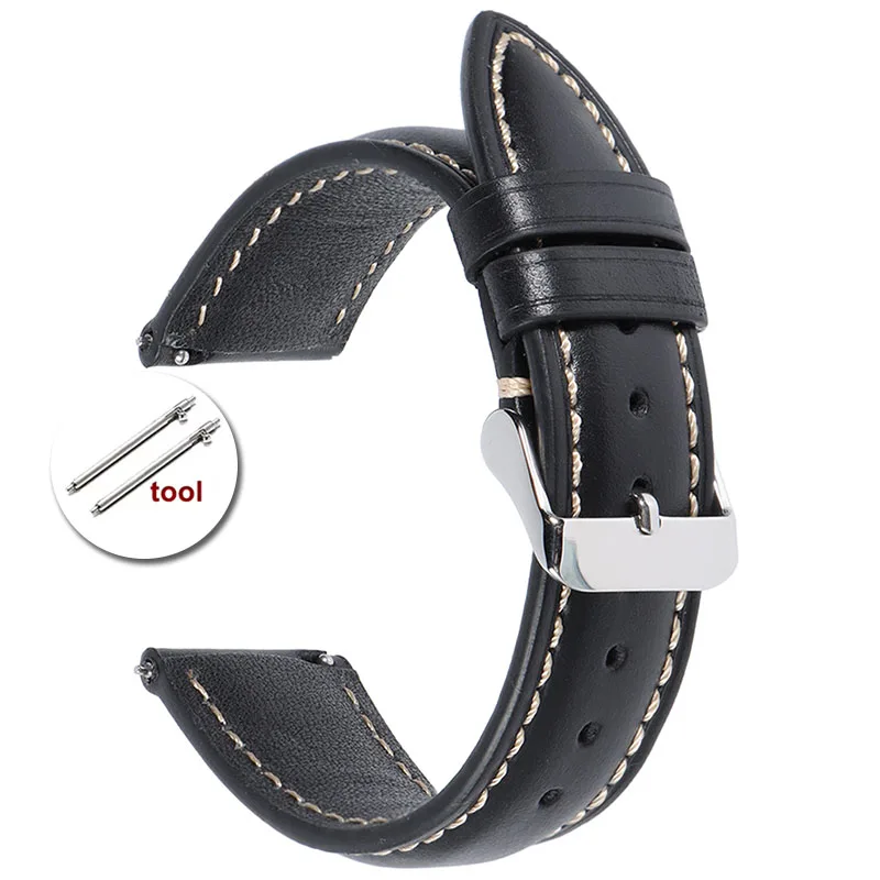 Premium Vintage Oil Wax Leather Watch Strap - High-Quality Cowhide with Quick Release