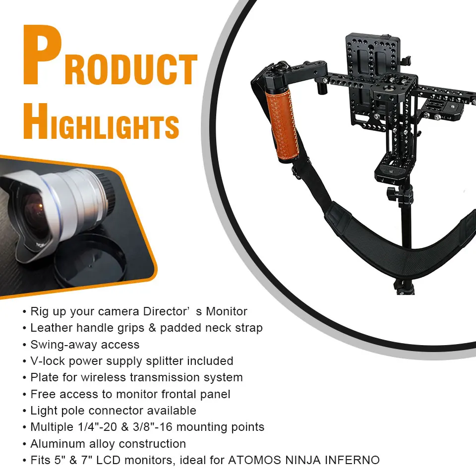 5" 7" Camera Director Monitor Cage Rig for ATOMOS NINJA INFERNO For Photography