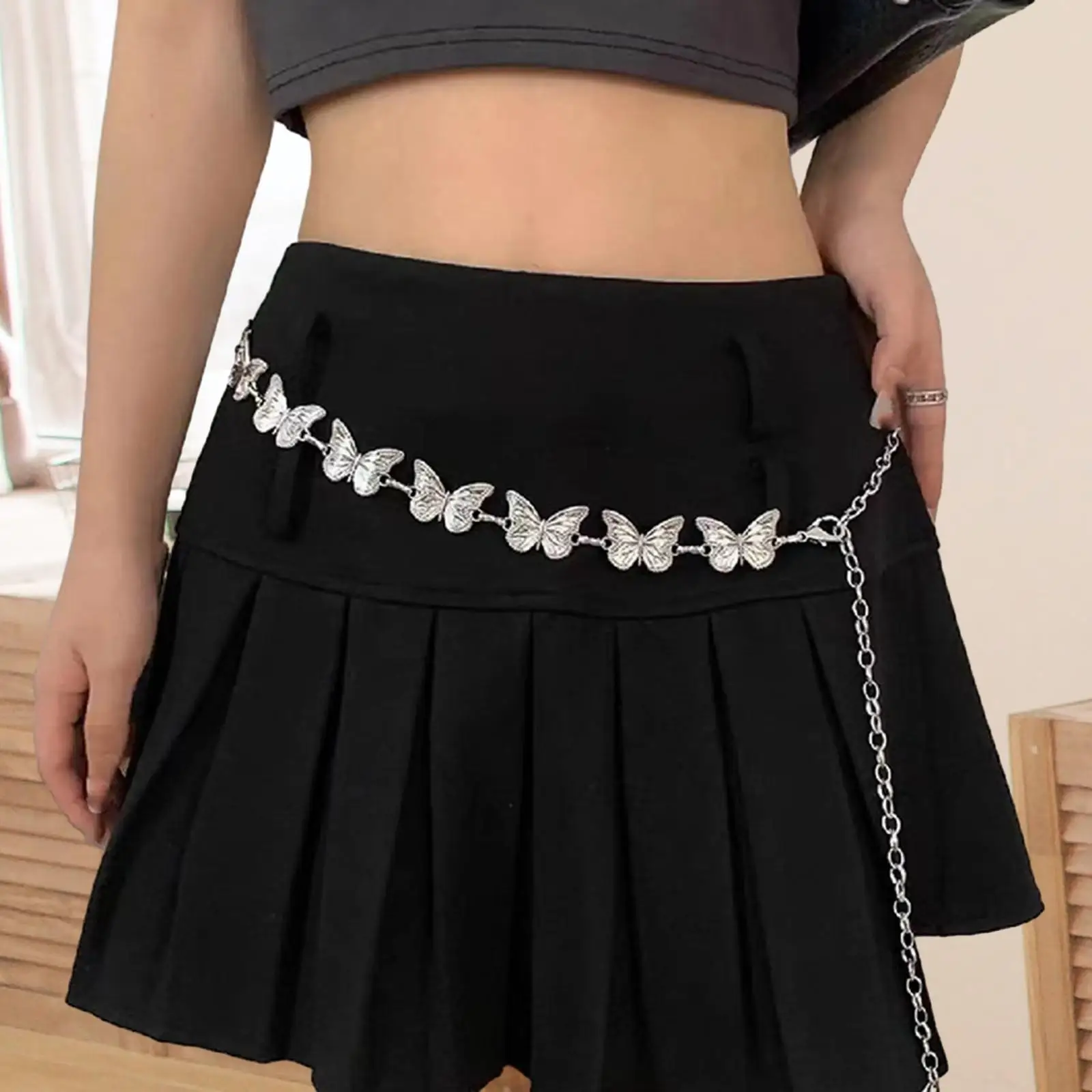 Women Waist Chain Belt Adjustable Fashion Punk Casual Waistband Body Jewelry Butterfly Belt for Jeans Dress Skirt Pants Clothes