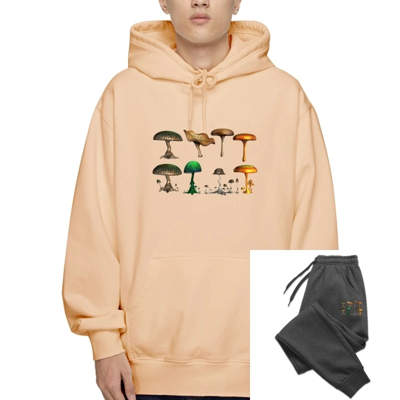 

Mushrooms 2018 Men's 3D Cartoon T-Hoodies Novelty Plant Lovers Warm Grey Pullover Cotton Fabric Pullover Hoodiess XL