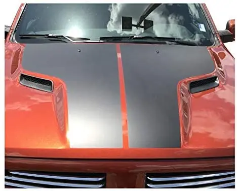 

Graphic Hood Decal Wrap Ram HEMI 5.7 Sport SRT RT Rebel Vinyl Truck Car Graphics Dual Racing Stripes Bright Black