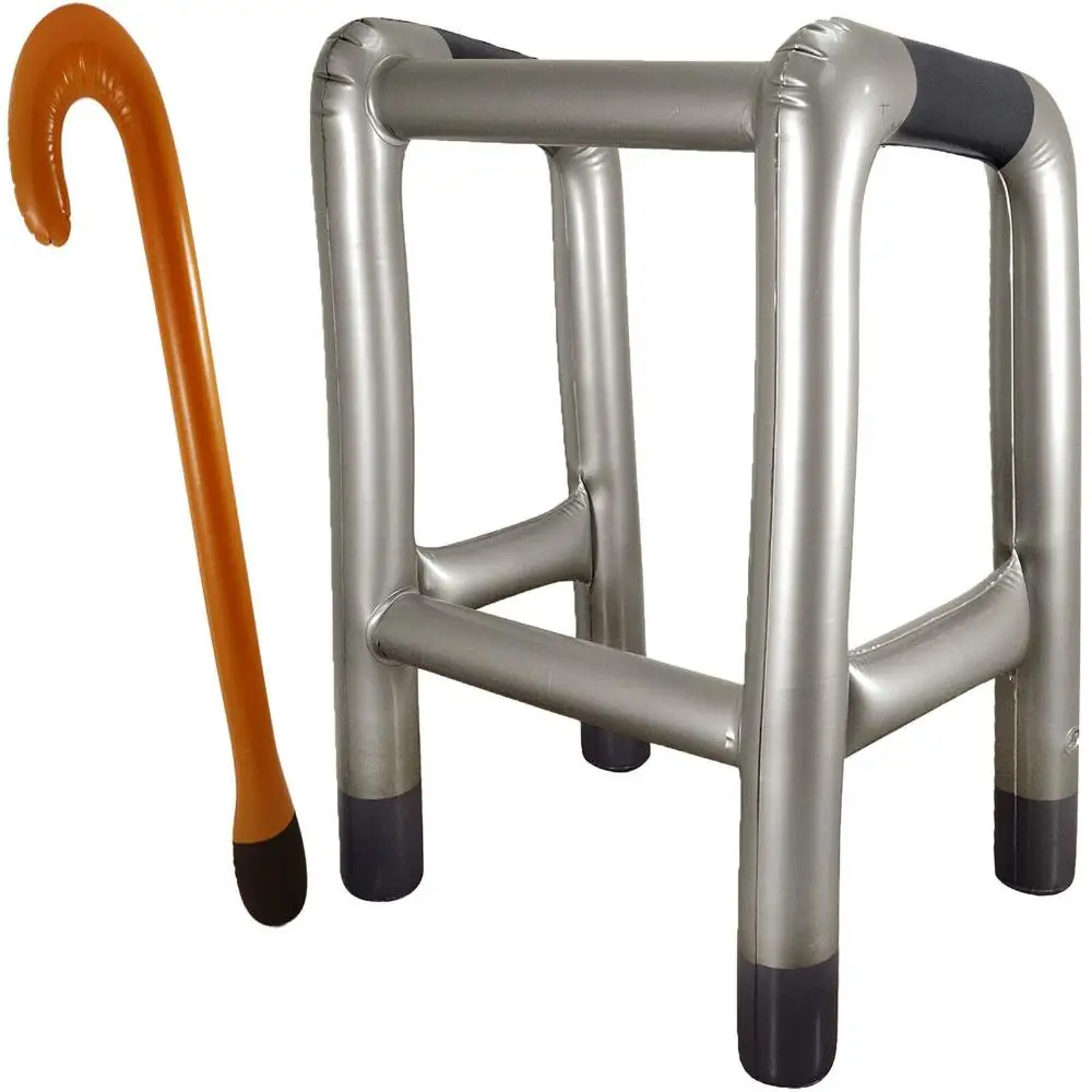 

2Pcs Zimmer Frame PVC Blowing Crutches Props Inflatable Toys Cosplay Supplies Blow Up Prop Walking Stick Costume Party Toy