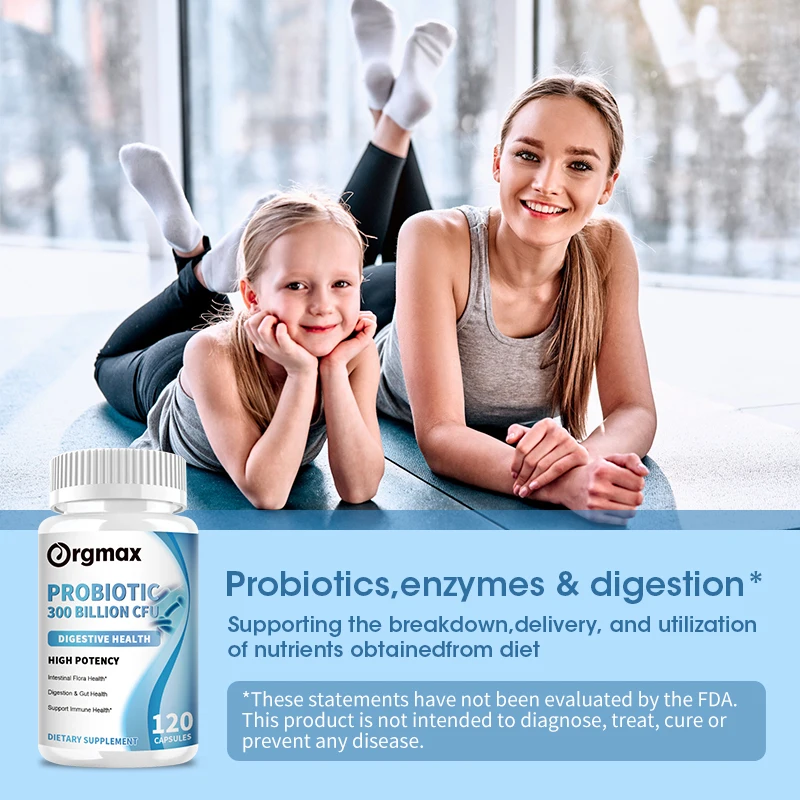 300 Billion Probiotics digestive capsules Contain Prebiotics and Digestive Enzymes Improve Intestinal Digestion and Support Immune Health Slimming