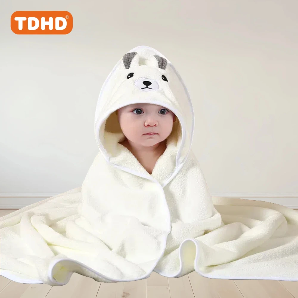 TDHD Super Soft Coral Fleece Newborn Bath Towel: Quick-Drying, Thick, and Hypoallergenic