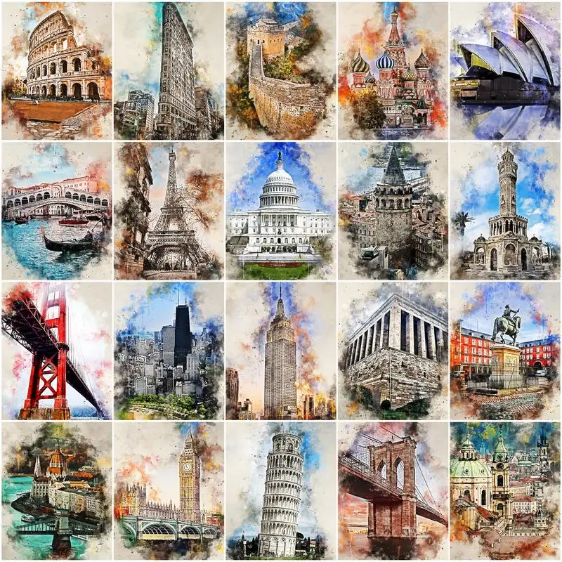 

RUOPOTY Painting by numbers Landmark Drawing on canvas Abstract Home decor