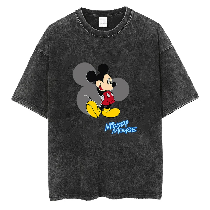

Футболка с мультяшным Микки Маусом летняя Y2k Харадзюку хип-хоп Повседневная Уличная унисекс футболка винтажная хлопковая свободная футболка большого размера