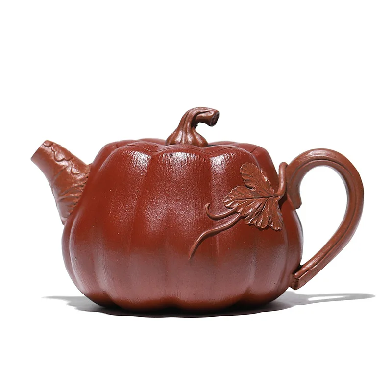 Chinese Style High Pumpkin Shape Teapot, Purple Clay Raw ore Dahongpao, Kung Fu Household, Pure Handmade, 240cc, Tea Pots, 1Pc