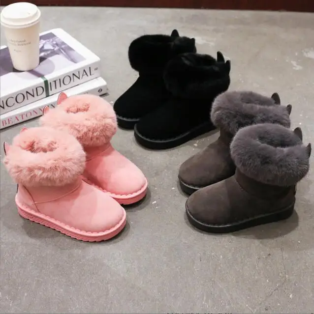 

Children Fashion Boots Plush Warm Autumn Winter New Girls Non-slip Snow Boots Princess Thick-soled Warm Snow Shoes Sneakers