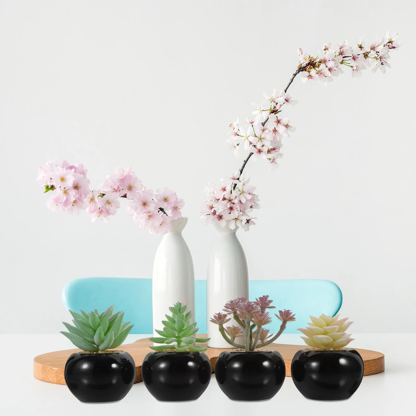 

Simulated Bonsai Small Artificial Plants in Pots Miniature Fake Decor for Desk Potted Bathroom Decorations