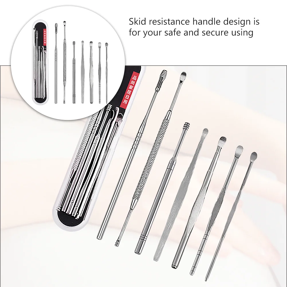 7PCS Ear Tool Sets Ear Pick Ear Wax Removal Tools Ear Spoon Ear Scraper Ear Cleaning Tools for Men Kids ( Silver ) Earwax 2