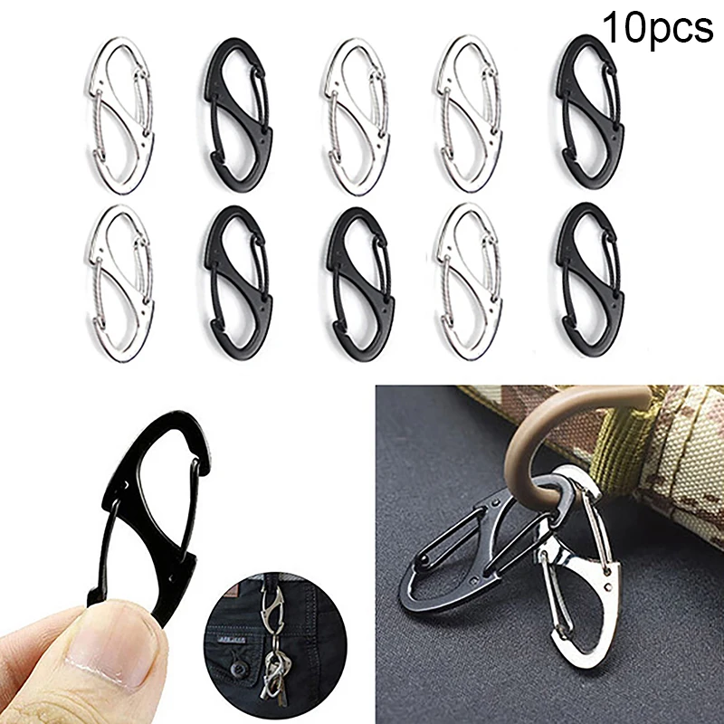 10Pcs-Dual-Spring-S-Type-Carabiner-Mini-Keychain-Lock-Hook-Anti-Theft ...