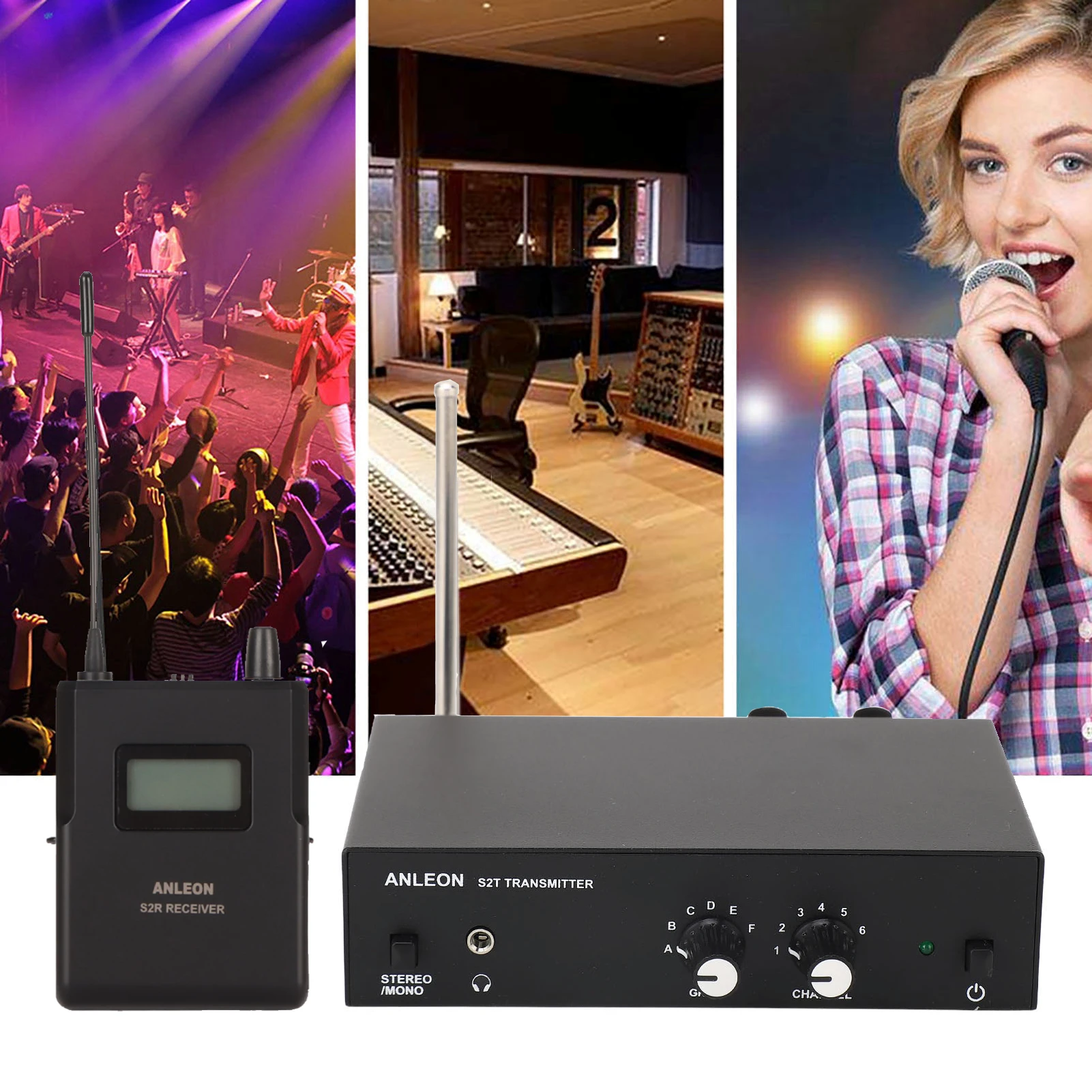 ANLEON S2 Wireless In Ear Monitoring System with Transmitter Receiver 100-240V