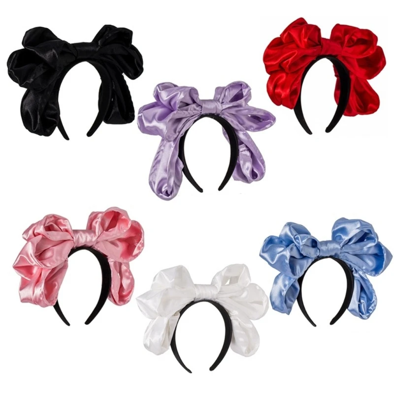 

Womens Headpiece Cosplays Costume Hairband Hair Hoop Headband Big Bowknot Decorations Handmade Hair Accessory