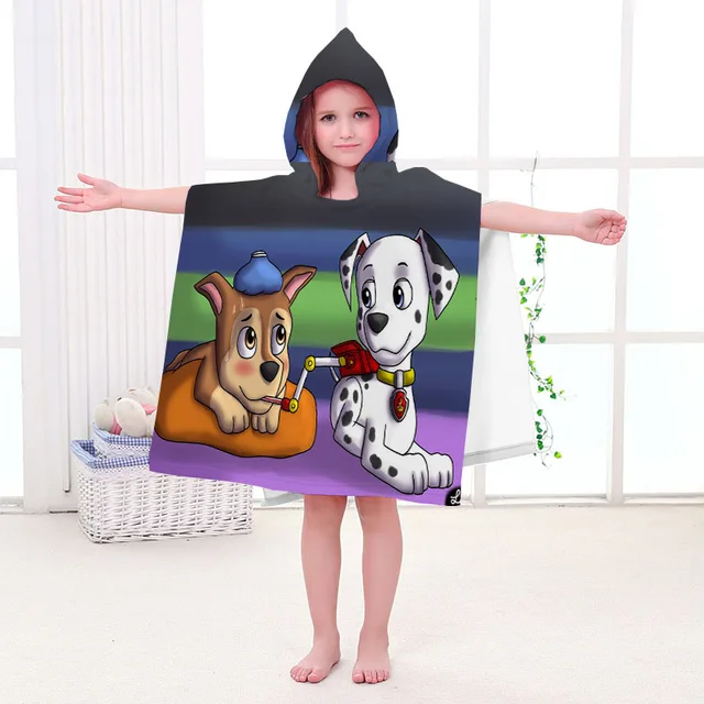 PAW PATROL Kids Bathrobe Spin Master Home Bath Wearable Towel Cotton Hooded Cape Bath Towel Beach Towel Comfortable Cute Gift 4