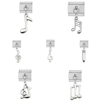 Nedar Fashion Musical Note Pendant Link Italian Charm Bracelet Stainless Steel Bangle Accessories Making DIY Gift Jewelry 1