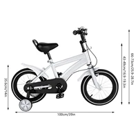 Vélo pour enfants avec roues d'entraînement de sécurité, pneus en caoutchouc de 14 pouces, siège en PU réglable, protection de chaîne, blanc 3