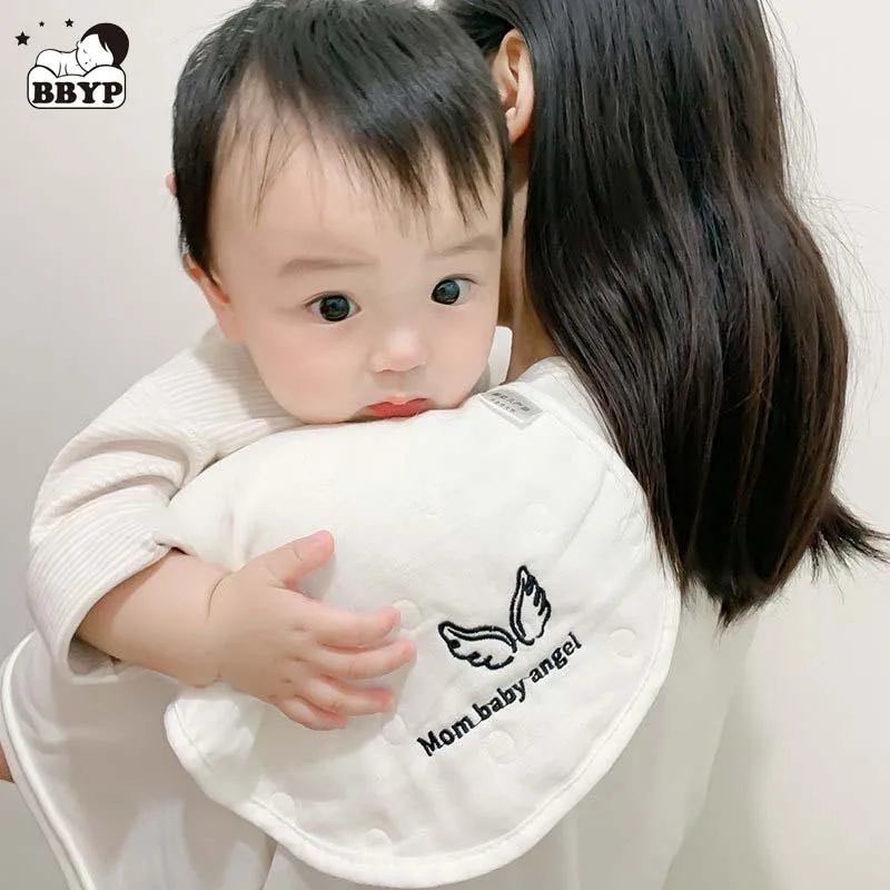 

3Pcs 6 Layers Embroidery Angel Bamboo Cotton Baby Bibs Thicken Extra Soft Plain Newborn Burp Cloth Super Absorbent Wash Towel
