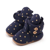 Toddler Baby Printed Cotton Boots Winter First Walkers Soft Sole Fur Snow Warm Booties Fleece Anti-Skid Shoes 0-18 months 2