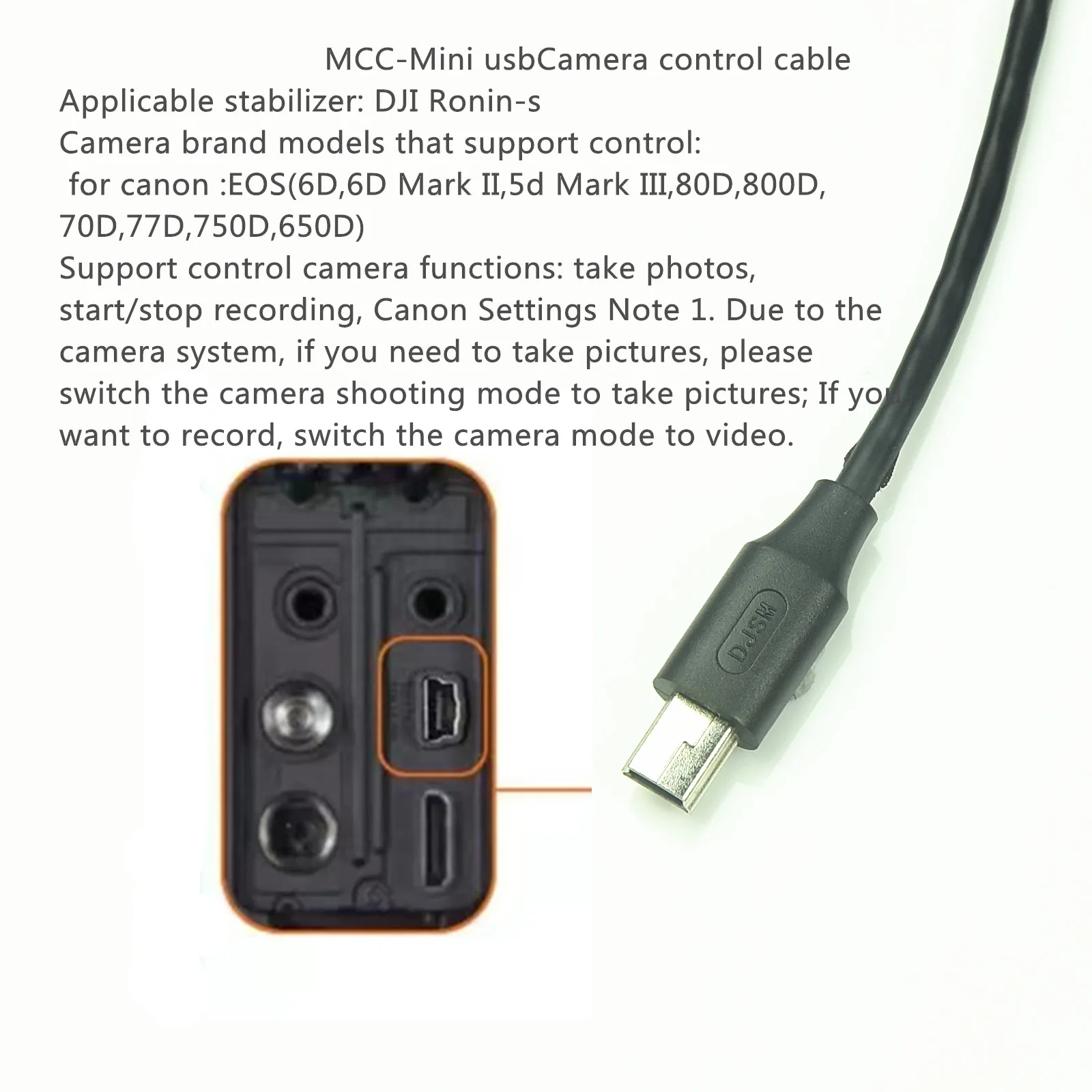 For Dji Ronin-S Cable For Canon EOS 6D,6D Mark II,5d Mark III,80D