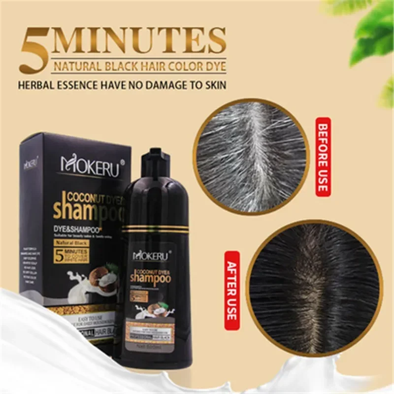 Natural Plant Hair Dye Easy To Use Fast Black Hair No Side Effect Wash Dye 2 In 1 Shampoo 500ml hair dye 2