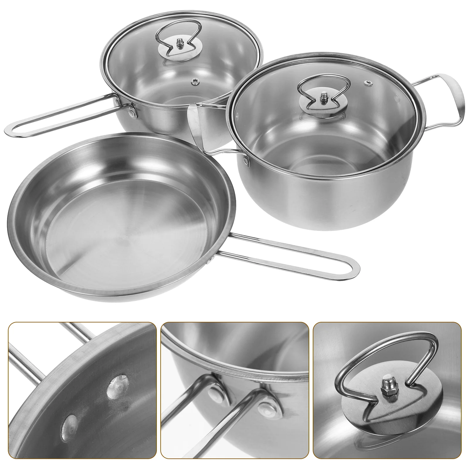 

Stainless Steel Soup Pot Saucepan Skillet with Cover Multi-functional Cooking 410 Household