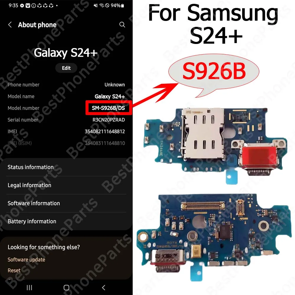 Enhanced Charging Port Board with USB Connector Flex Cable for Samsung Galaxy S24 Series